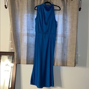 Amazon Blue Halter Sheath Maxi Dress